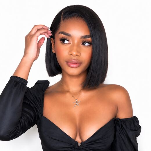 Straight Bob Wig Natural Black with Breathable Cap