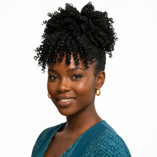 7 Inch 2-in-1 Curly Clip-In Hairpiece Bun & Fringe Hair Extension