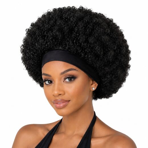 8 Inch Black Afro Curly Headband Wig Glueless Heat Resistant Synthetic