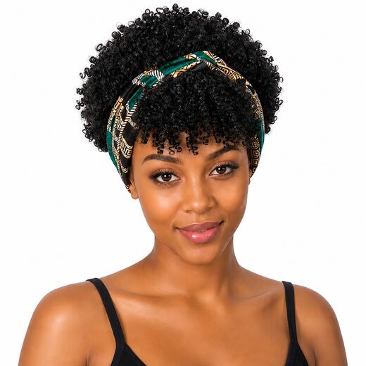 14 Inch Natural Black Curly Headband Wig High-Temp Fibre
