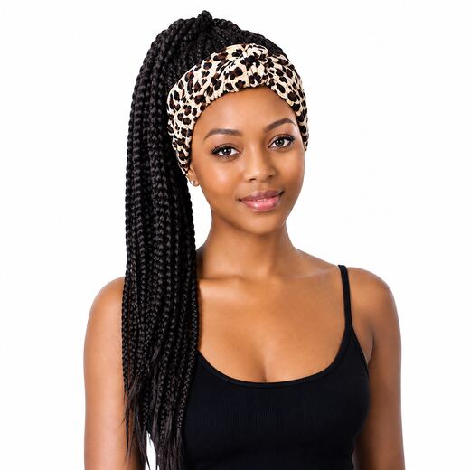 24 Inch Black Braided Headband Wig High-Temp Fibre-Glueless