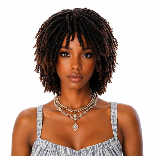 Brown Highlight Dreadlock Wig Glueless Synthetic Locs