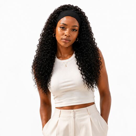 Black Water Wave Headband Wig Glueless Heat Resistant Synthetic