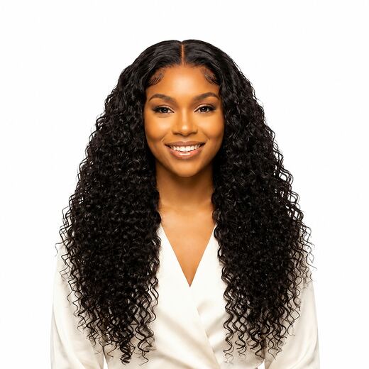26 Inch Loose Deep Wave Lace Front Wig Natural Black Baby Hair