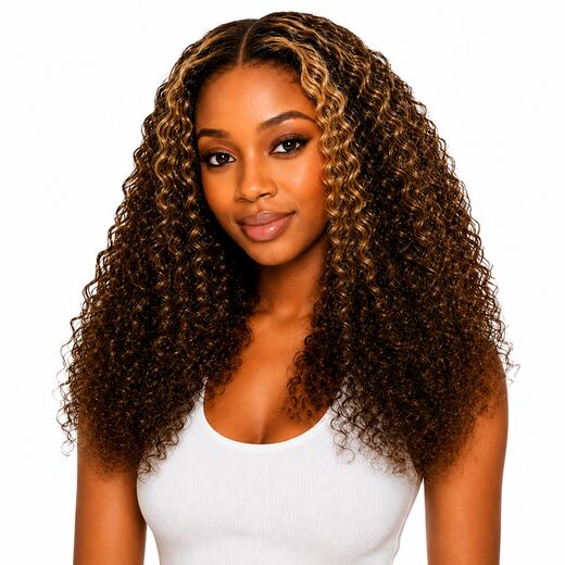 Newest Honey Blonde Highlight Deep Curly Wig Glueless Synthetic Wig