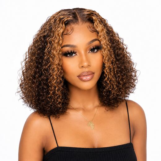 Piano Brown Mix Curly Wig, High-Temp Fibre