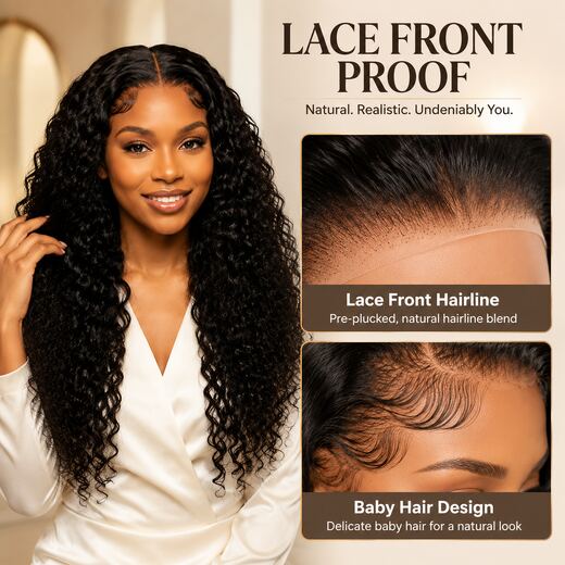 26 Inch Loose Deep Wave Lace Front Wig Natural Black Baby Hair