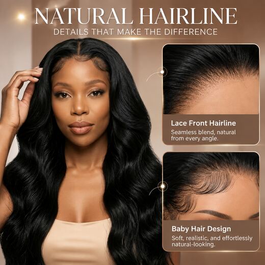 26 Inch Body Wave Lace Front Wig Pre-Plucked HD Lace with Baby Hair