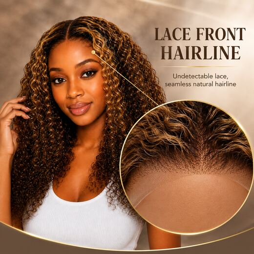 18 Inch Newest Honey Blonde Highlight Deep Curly Wig Glueless Synthetic Wig