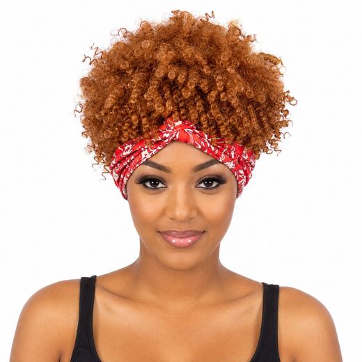 8 Inch Orange Yellow Synthetic Headband Wig with Rose Breathable Cap