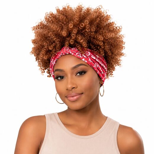 8 Inch Orange Yellow Synthetic Headband Wig with Rose Breathable Cap