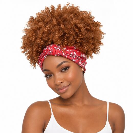 8 Inch Orange Yellow Synthetic Headband Wig with Rose Breathable Cap