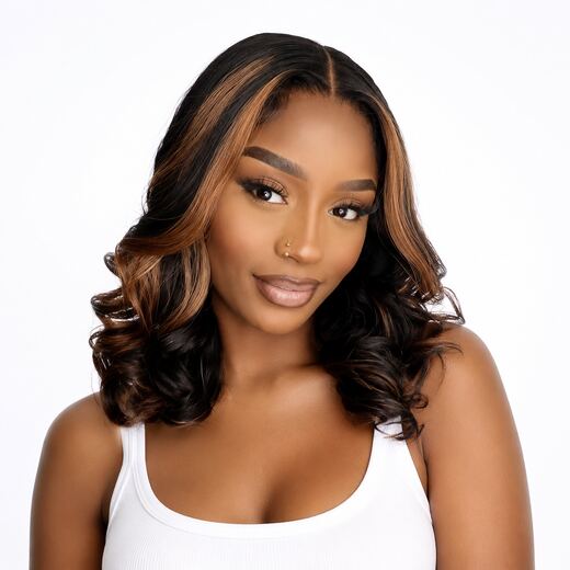 20 Inch Piano Colour Synthetic Full Wig with Middle Part and Gift Hair Net