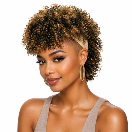 6 Inch Piano Colour Synthetic Hairpiece with Hair Tie Securing Method