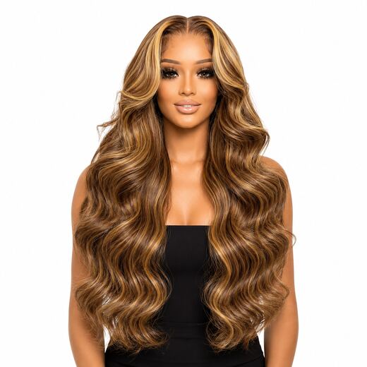 26 Inch 13x4 Lace Front Piano Colour Wavy Synthetic Fibre Wig Women