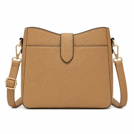 Tan Vegan Leather Crossbody Handbag with Adjustable Strap