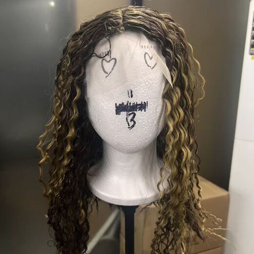 18-Inch Piano Brown and Blonde Afro Curly Lace Front Synthetic Wig