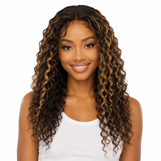 18 Inch Piano Brown and Blonde Afro Curly Lace Front Synthetic Wig
