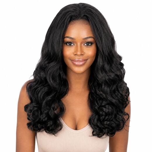 22 Inch Black Yaki Curly Half Wig Synthetic Hair Wig for Daily Wear