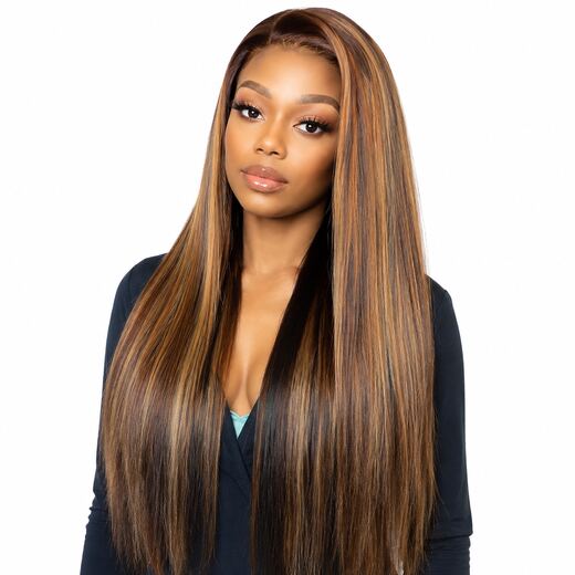 40 Inch Piano Color Long Straight Lace Front Synthetic Hair Wig for Parties