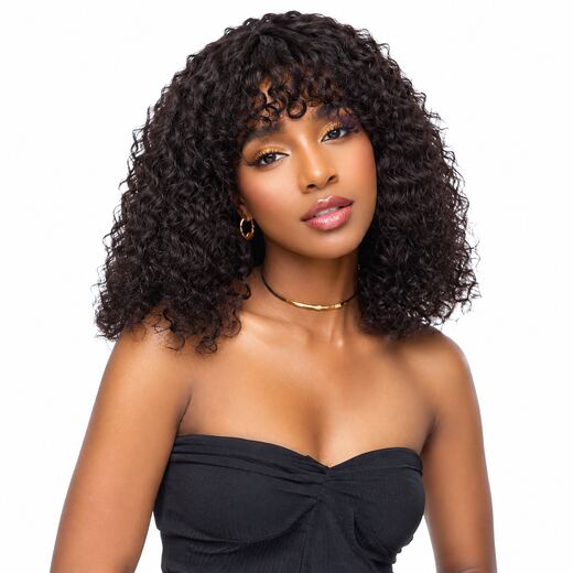 15 Inch Black Afro Curly Full Cap Synthetic Hair Wig for Daily Wear