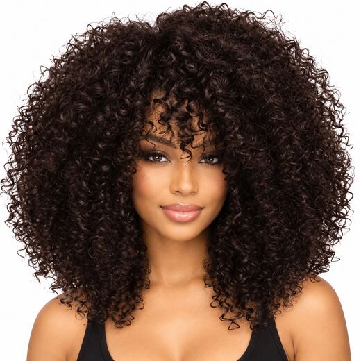 12 Inch Black Afro Puff Curl Full Cap Synthetic Hair Wig for Daily Wear