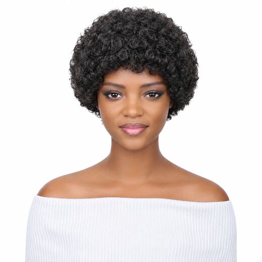 3 Inch Black Afro Curly Full Cap Human Hair Wig for Daily Wear for Parties