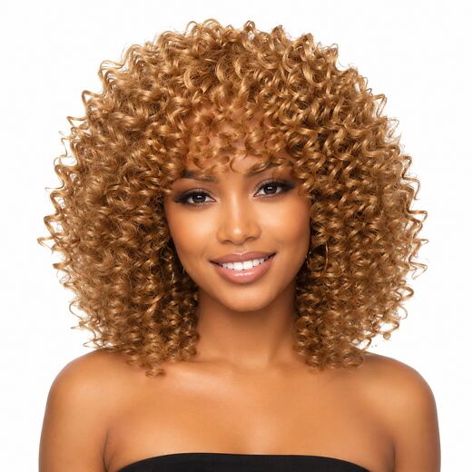 16 Inch Blonde Afro Puff Curl Full Cap Synthetic Hair Wig for Daily Wear