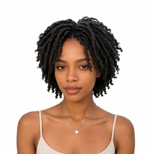 10 Inch Black Locs Curl Full Cap Synthetic Hair Wig for Daily Wear