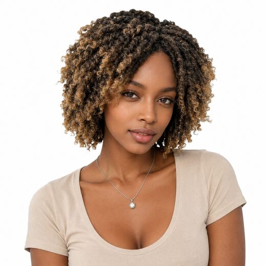 10 Inch Piano Color Locs Curl Full Cap Synthetic Hair Wig for Daily Wear