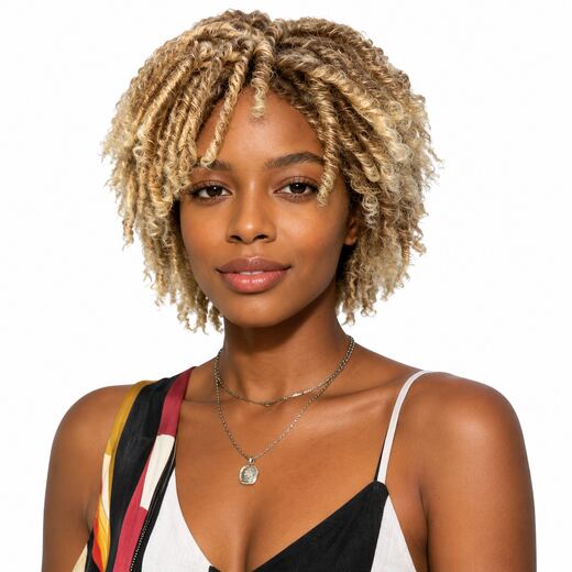 10 Inch Blonde Locs Curl Full Cap Synthetic Hair Wig for Daily Wear