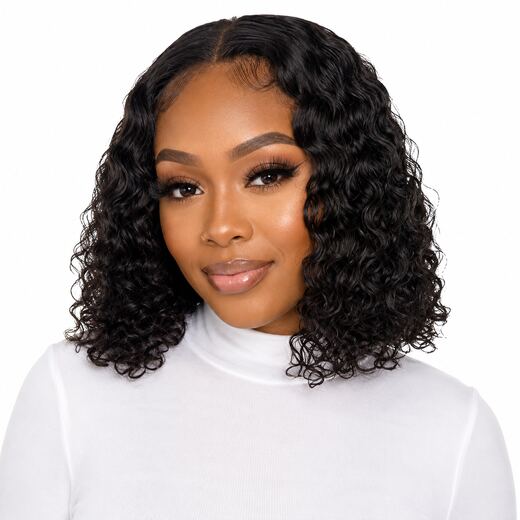 12 Inch Black Afro Curly Lace Front Synthetic Hair Wig for Daily Wear