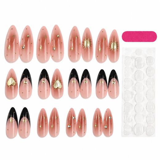 29 Piece Nude Almond Shape ABS Press On Nails with Glue and Jelly Tabs