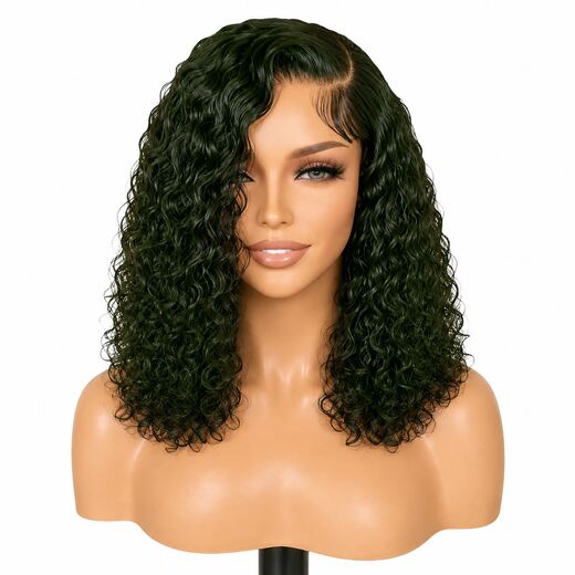 16 Inch Black Afro Puff Curl Full Cap Synthetic Hair Wig for Daily Wear