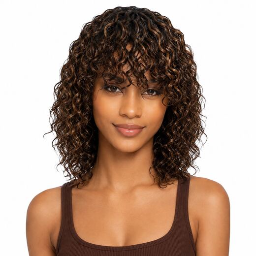 14 Inch Light Brown Ombre Spiral Curl Full Cap Synthetic Hair Wig