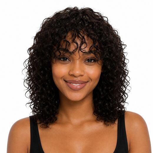 14 Inch Black Spiral Curl Full Cap Synthetic Hair Wig for Daily Wear