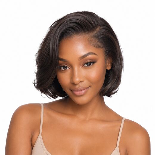8 Inch Black Textured HD Lace Front Human Hair Wig for Daily Wear