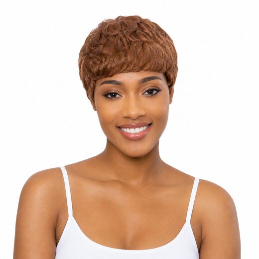 2 Inch Brown and Blonde Pixie Curl Full Cap Synthetic Hair Wig for Parties