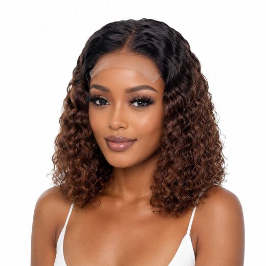 16 Inch Black Spiral Curl Lace Front Synthetic Hair Wig for Daily Wear