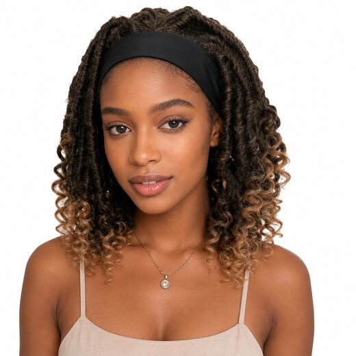 18 Inch Brown and Blonde Locs Curl Headband Wig Synthetic Hair Wig