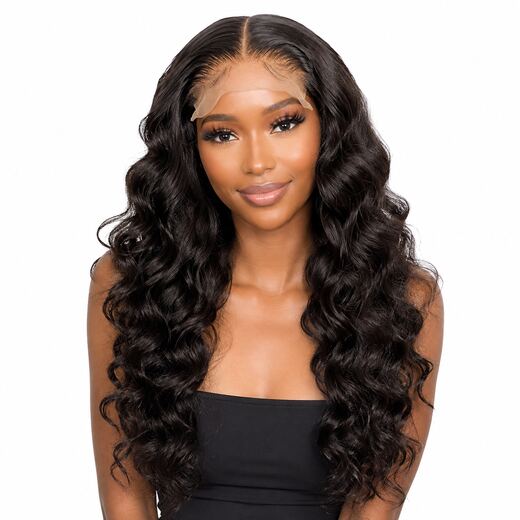 26 Inch Black Body Wave Lace Front Synthetic Hair Wig for Daily Wear