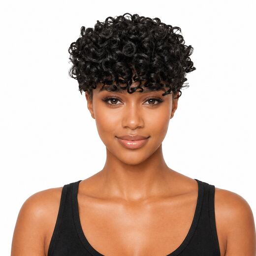 6 Inch Black Curly Fringe Synthetic Hair Fringe Hairpiece for Daily Wear