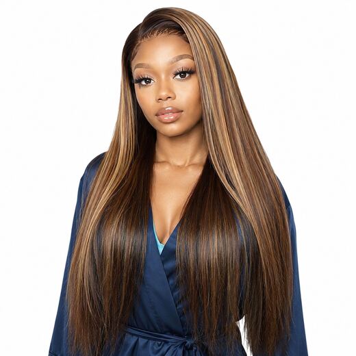 26 Inch Piano Color Long Straight Lace Front Synthetic Hair Wig for Parties